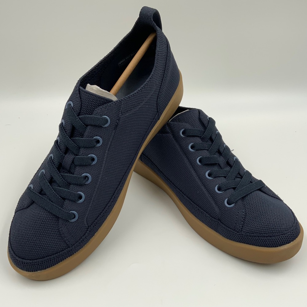 Vionic Winnie Knit Sneakers Navy Blue Gum Sole Lace Up Low Top Womens 9